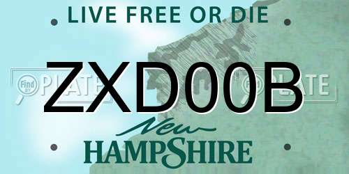 ZXD00B New Hampshire License Plate