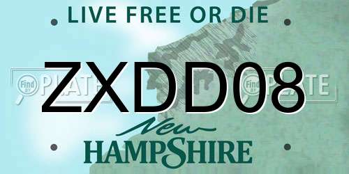 ZXDD08 New Hampshire License Plate
