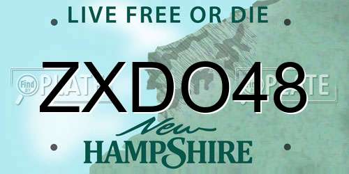 ZXDO48 New Hampshire License Plate