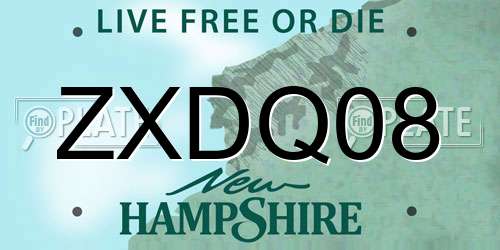 ZXDQ08 New Hampshire License Plate