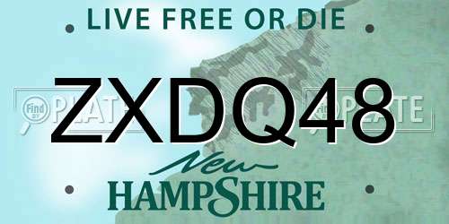 ZXDQ48 New Hampshire License Plate
