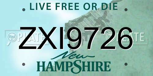 ZXI9726 New Hampshire License Plate