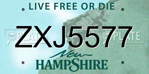 ZXJ5577 New Hampshire License Plate