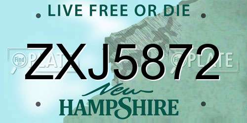 ZXJ5872 New Hampshire License Plate