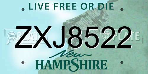 ZXJ8522 New Hampshire License Plate