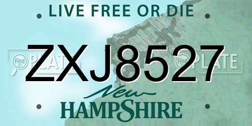 ZXJ8527 New Hampshire License Plate