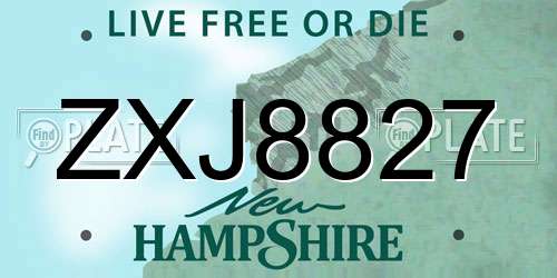 ZXJ8827 New Hampshire License Plate