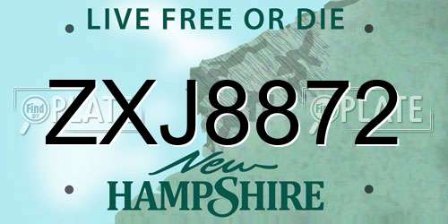 ZXJ8872 New Hampshire License Plate