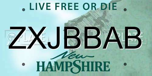 ZXJBBAB New Hampshire License Plate