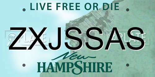 ZXJSSAS New Hampshire License Plate
