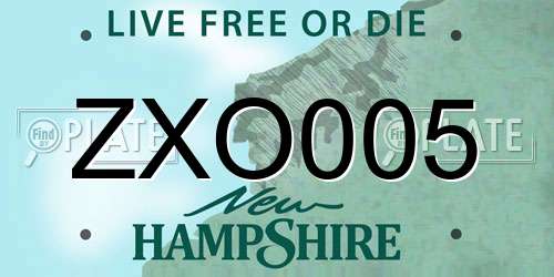 ZXO005 New Hampshire License Plate