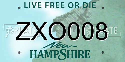 ZXO008 New Hampshire License Plate