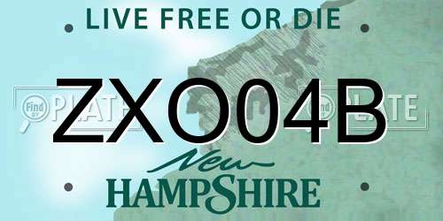 ZXO04B New Hampshire License Plate