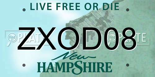ZXOD08 New Hampshire License Plate