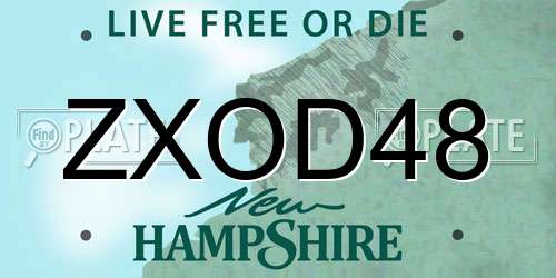 ZXOD48 New Hampshire License Plate