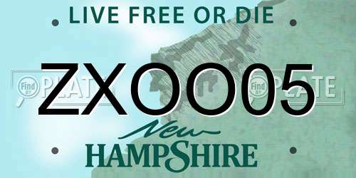 ZXOO05 New Hampshire License Plate