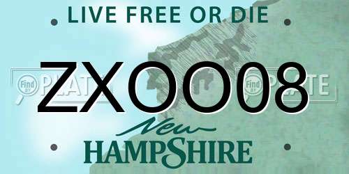 ZXOO08 New Hampshire License Plate