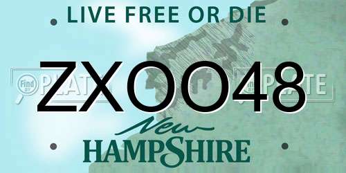 ZXOO48 New Hampshire License Plate