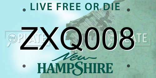 ZXQ008 New Hampshire License Plate