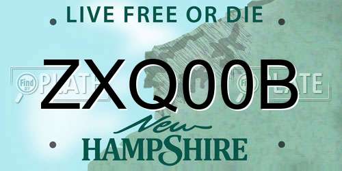 ZXQ00B New Hampshire License Plate