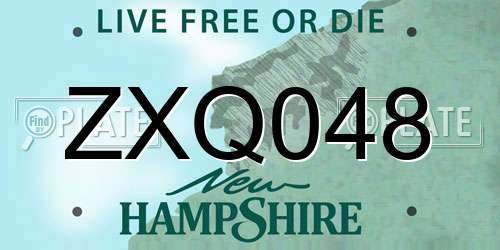 ZXQ048 New Hampshire License Plate