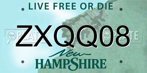 ZXQQ08 New Hampshire License Plate