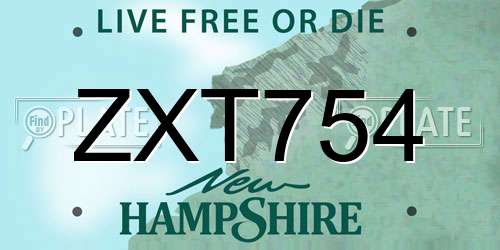 ZXT754 New Hampshire License Plate
