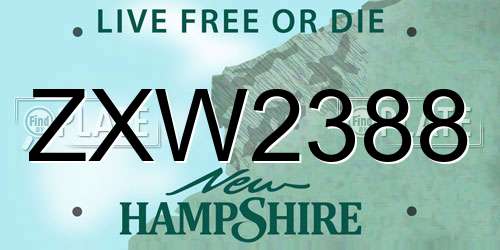 ZXW2388 New Hampshire License Plate