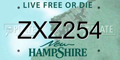 ZXZ254 New Hampshire License Plate
