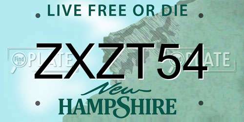 ZXZT54 New Hampshire License Plate