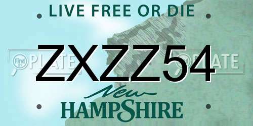 ZXZZ54 New Hampshire License Plate