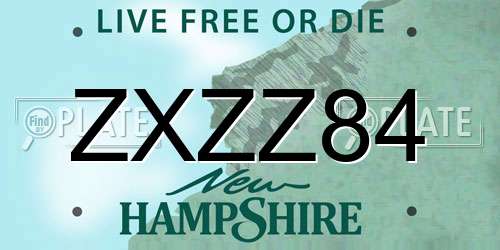 ZXZZ84 New Hampshire License Plate