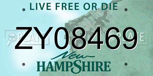 ZY08469 New Hampshire License Plate