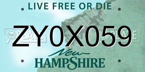 ZY0X059 New Hampshire License Plate
