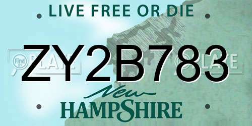 ZY2B783 New Hampshire License Plate