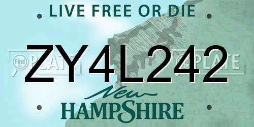 ZY4L242 New Hampshire License Plate