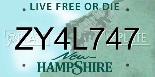 ZY4L747 New Hampshire License Plate