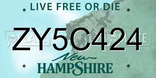 ZY5C424 New Hampshire License Plate