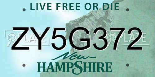 ZY5G372 New Hampshire License Plate
