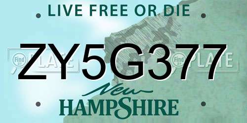 ZY5G377 New Hampshire License Plate