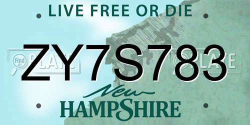 ZY7S783 New Hampshire License Plate