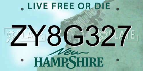 ZY8G327 New Hampshire License Plate