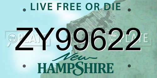 ZY99622 New Hampshire License Plate