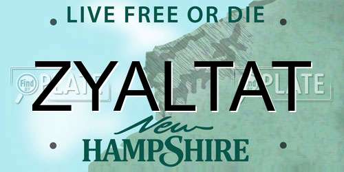 ZYALTAT New Hampshire License Plate