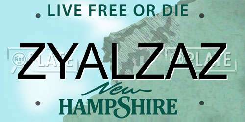 ZYALZAZ New Hampshire License Plate