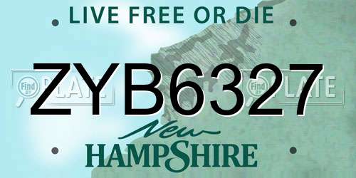 ZYB6327 New Hampshire License Plate