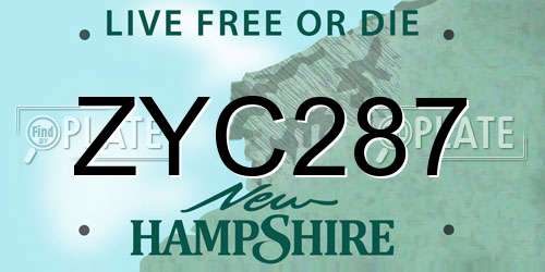 ZYC287 New Hampshire License Plate