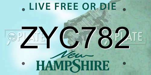 ZYC782 New Hampshire License Plate
