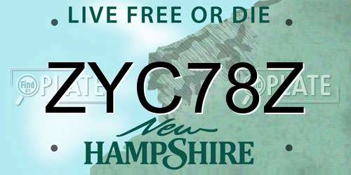 ZYC78Z New Hampshire License Plate