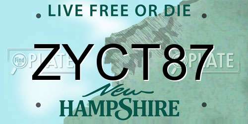 ZYCT87 New Hampshire License Plate